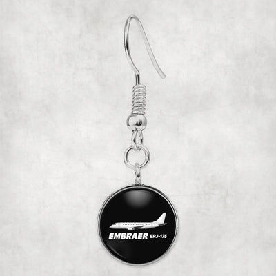Side view of The Embraer ERJ-175 aviation earrings in hypoallergenic alloy, polished finish.