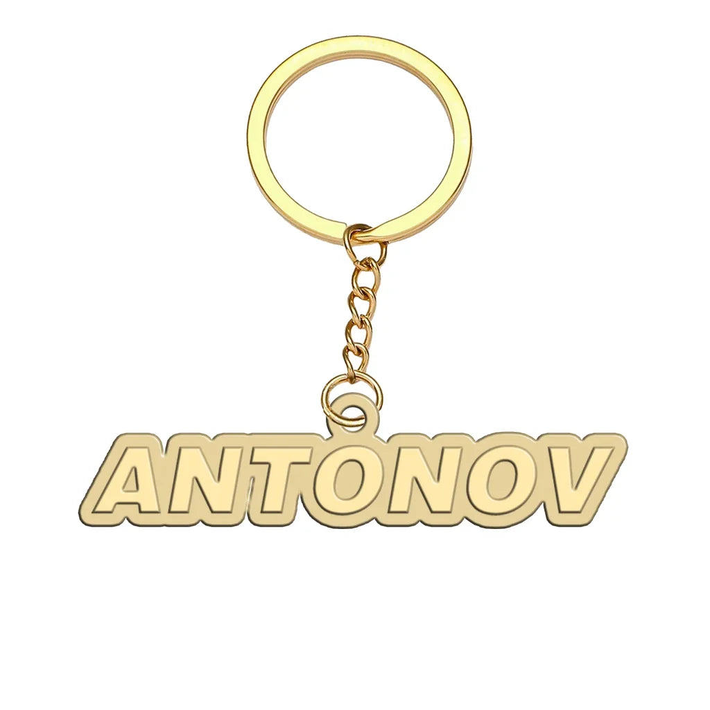 Antonov & Text aviation hollow key chain in polished alloy.