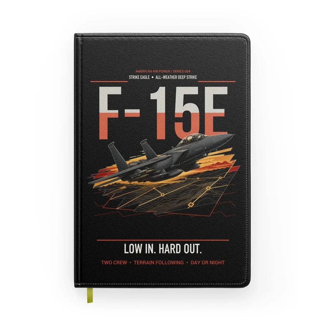 F-15E Strike Eagle design on black notebook