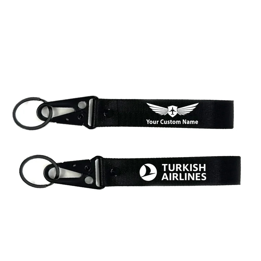 Turkish Airlines aviation hawk-shaped key chain, durable metal alloy.