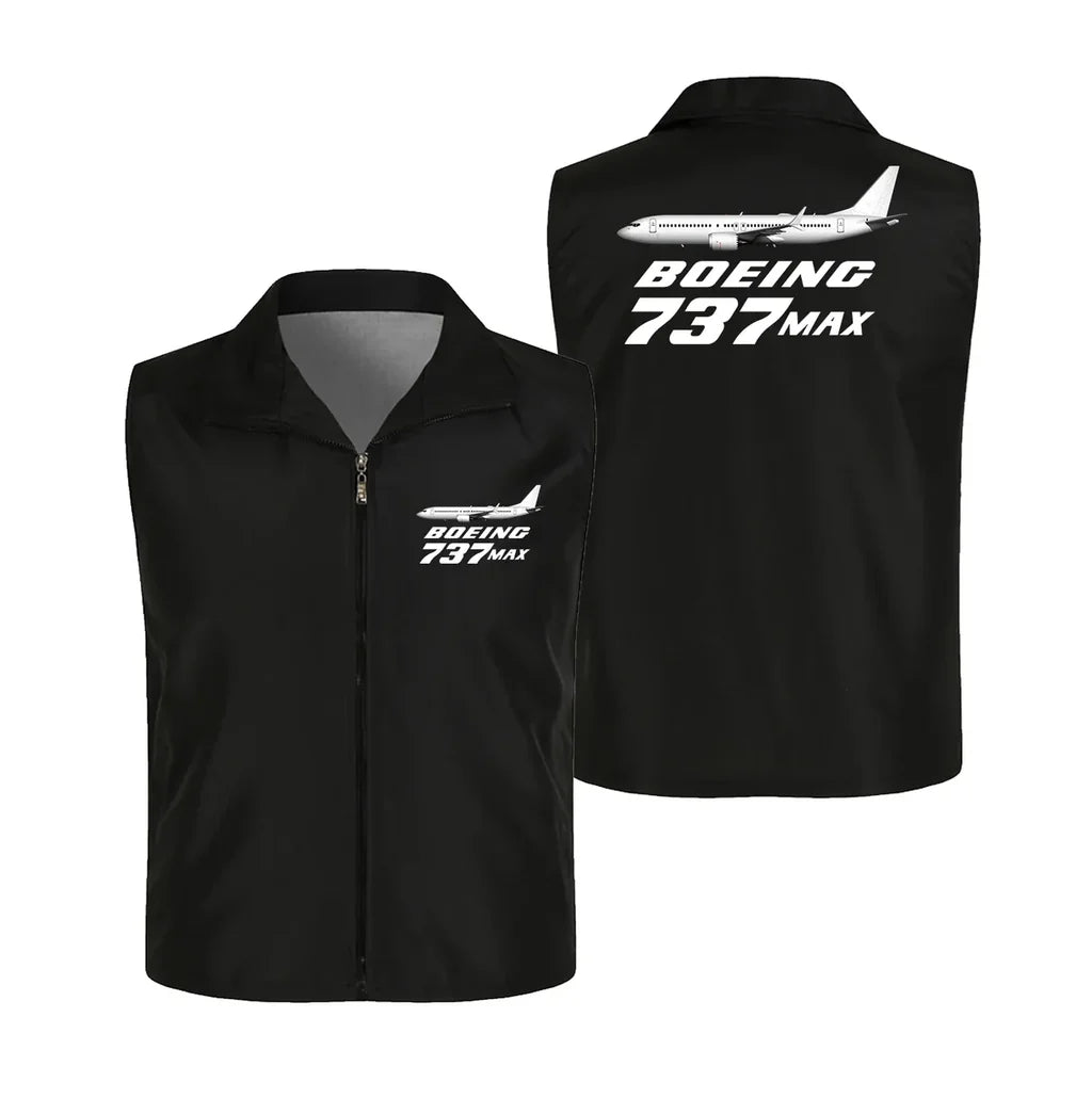The Boeing 737Max Thin Style aviation design printed on lightweight shell with sleeveless design thin vest.