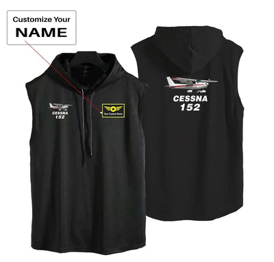 The Cessna 152 aviation design on breathable cotton with hood hooded tank top.