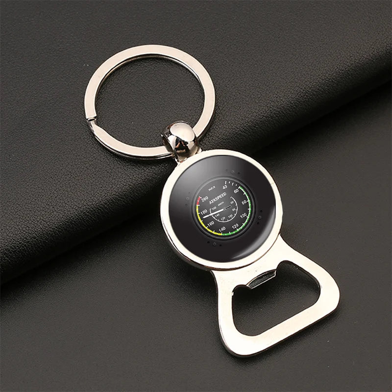 Airplane Instruments-Airspeed Bottle Opener aviation design on bottle-opener key chain, durable metal alloy with built-in ope.