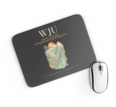 Wonju Airport (WJU) design on black rectangle mouse pad