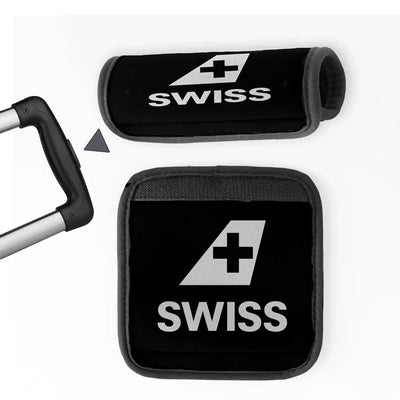 Swiss International Airlines Neoprene aviation luggage handle cover in soft silicone.