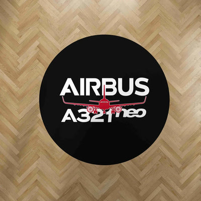 Amazing Airbus A321neo Carpet & Floor Mats (Round) aviation design on durable carpet pile with non-slip backing round carpet.