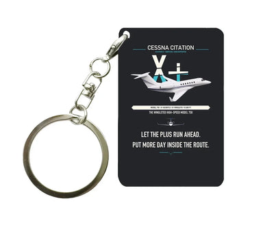 Cessna Citation X+ design on black designed key chain, double-side print