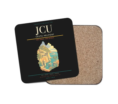 Ceuta Heliport (JCU) design on black 1 piece coaster