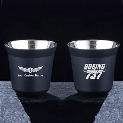 Amazing Boeing 737 aviation design on double-wall coffee mug, vacuum-insulated double-wall.