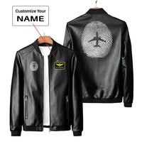 Thumbnail for Aviation Finger Print PU aviation design printed on genuine leather with quilted lining leather jacket.