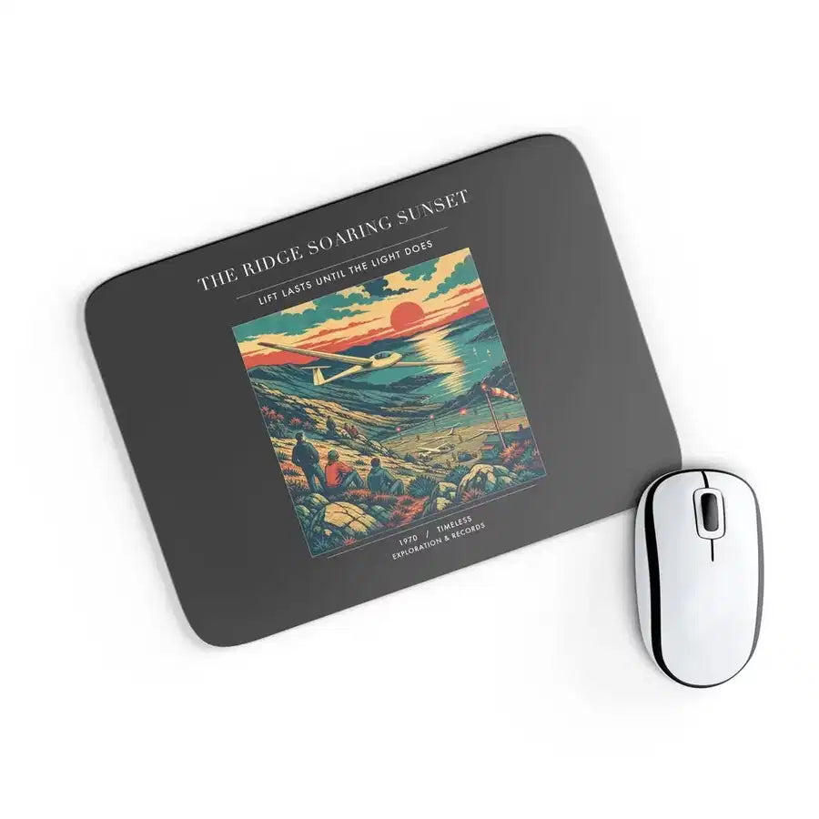 VINTAGE G4475 - The Ridge Soaring Sunset - Designed Mouse Pads design on black rectangle