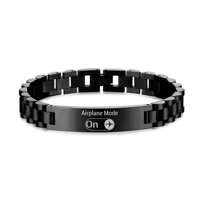 Airbus A350XWB & Dots aviation-themed chain bracelet, polished stainless steel.
