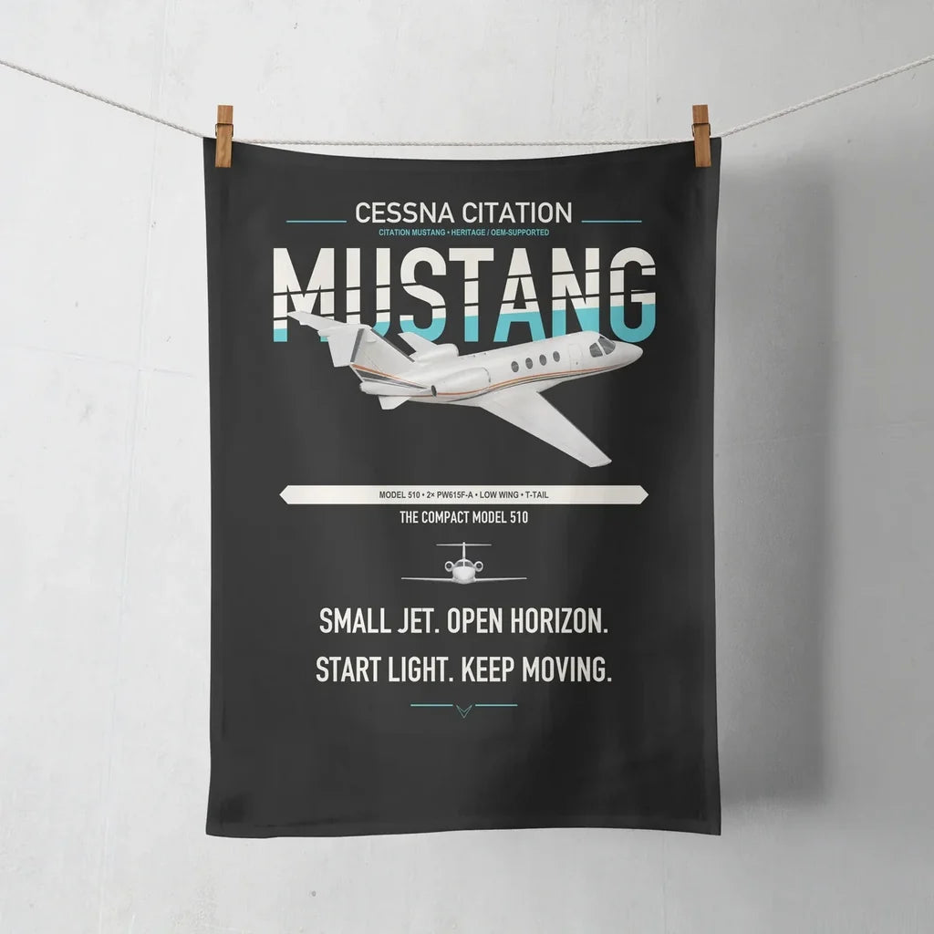 Cessna Citation Mustang design on black towel