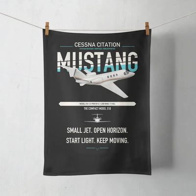 Cessna Citation Mustang design on black towel