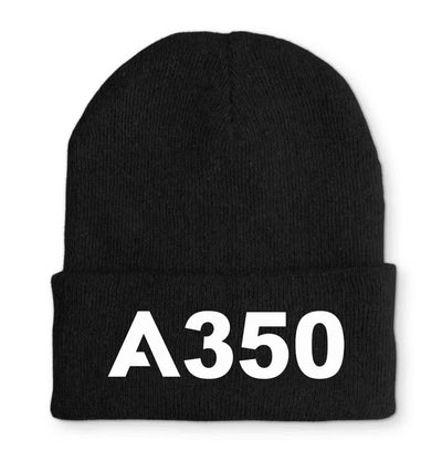Airbus A350 Flat Text Embroidered aviation embroidery on soft knit fabric beanie.