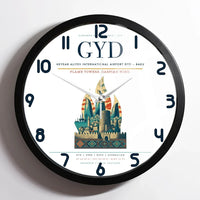 Thumbnail for Heydar Aliyev International Airport (GYD) design on white framed wall clock