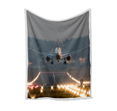 Magnificent Airplane Landing Printed Bed Blankets & aviation print on soft fleece blanket.