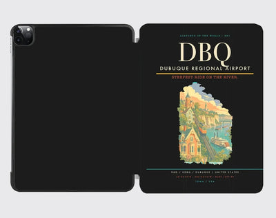 Dubuque Regional Airport (DBQ) design on black ipad tablet case