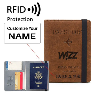 Wizz Airlines aviation passport cover travel wallet in leather.