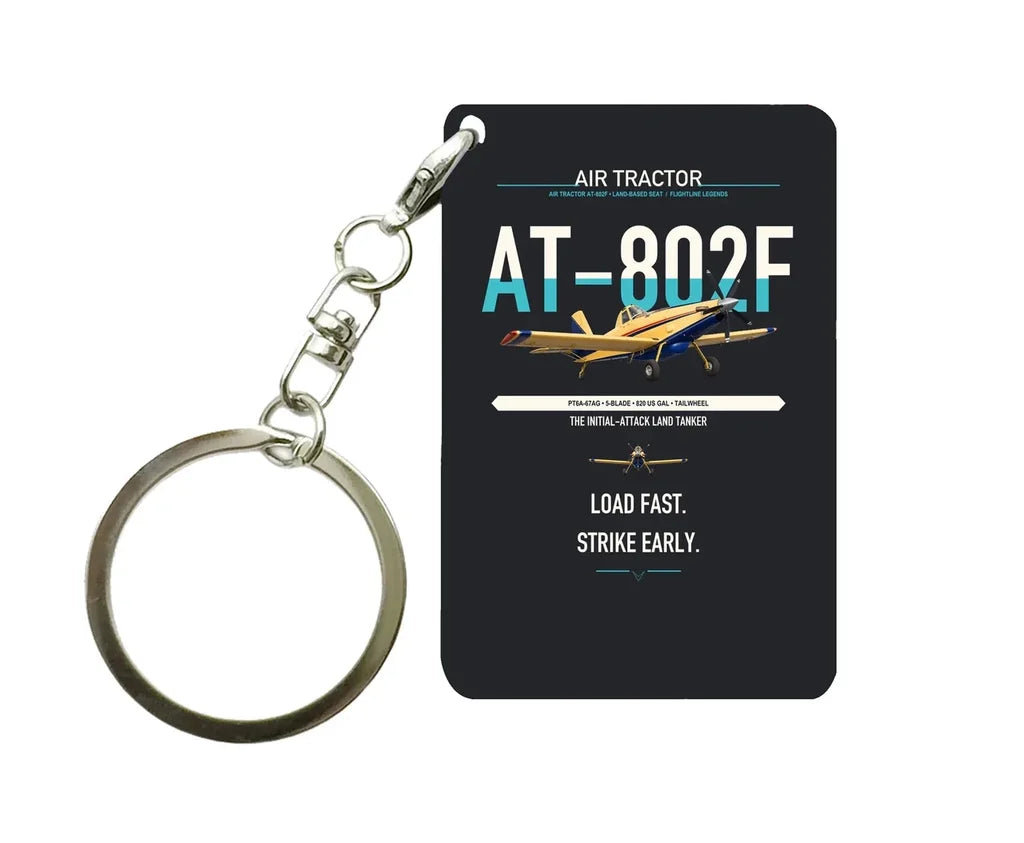 Air Tractor AT-802F design on black designed key chain, double-side print