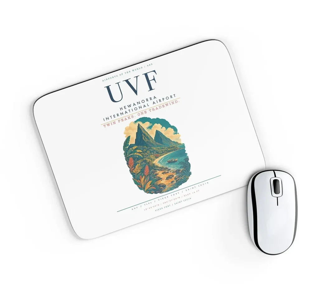 Hewanorra International Airport (UVF) design on white rectangle mouse pad