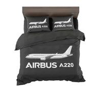 Thumbnail for The Airbus A220 aviation design on soft cotton blend bedding set.