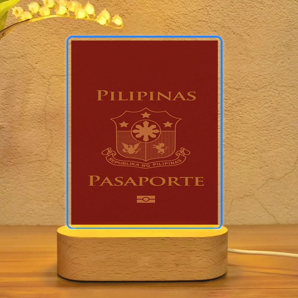 Philippines Passport aviation themed night lamp, premium acrylic with LED.