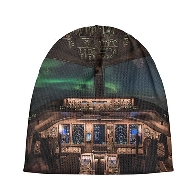 Boeing 777 Cockpit aviation embroidery on soft knit fabric 3D knit beanie.