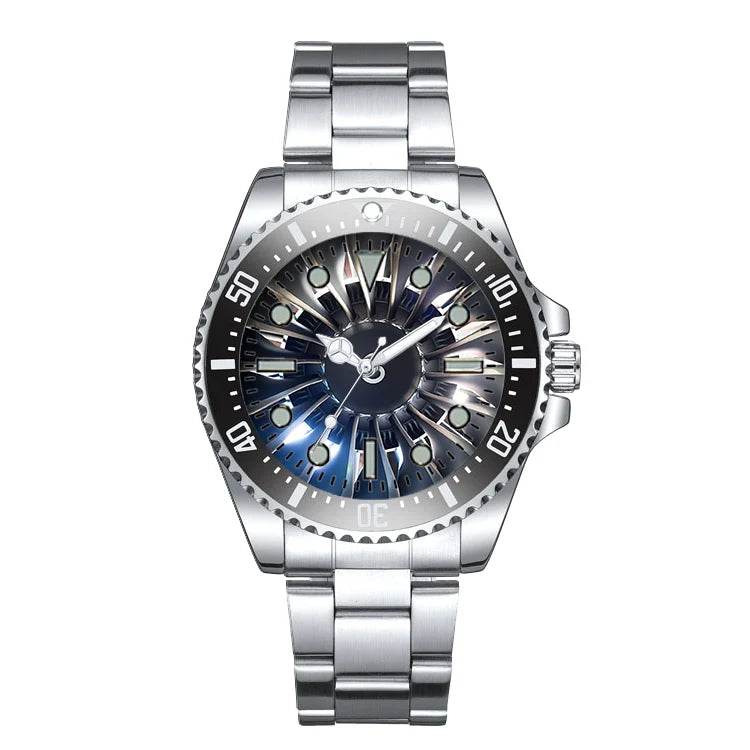 Amazing Jet Engine Luxury Aviators aviation aviator watch, premium stainless steel body with engraved detail.