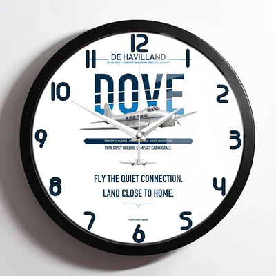de Havilland DH.104 Dove 8 design on white framed wall clock