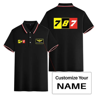 Flat Colourful 787 Stylish Polo T-Shirts (Double-Side) aviation design printed on soft cotton stylish double-side polo.