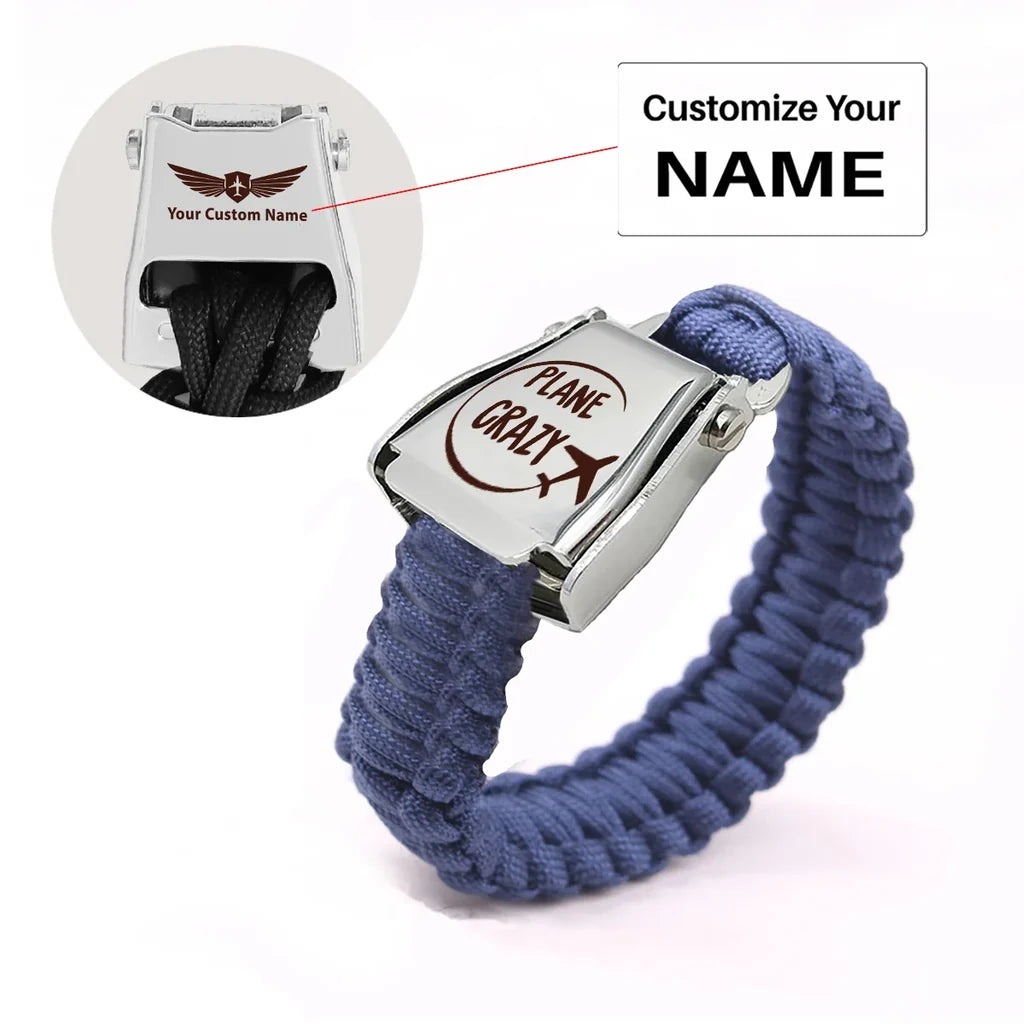 Plane Crazy aviation seat-belt buckle bracelet, real seat-belt webbing.