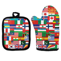 Thumbnail for World Flags Kitchen Glove & Holder aviation design on durable fabric with insulated lining kitchen glove holder.
