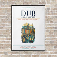 Thumbnail for Dublin Airport DUB vertical canvas print - framed - white background