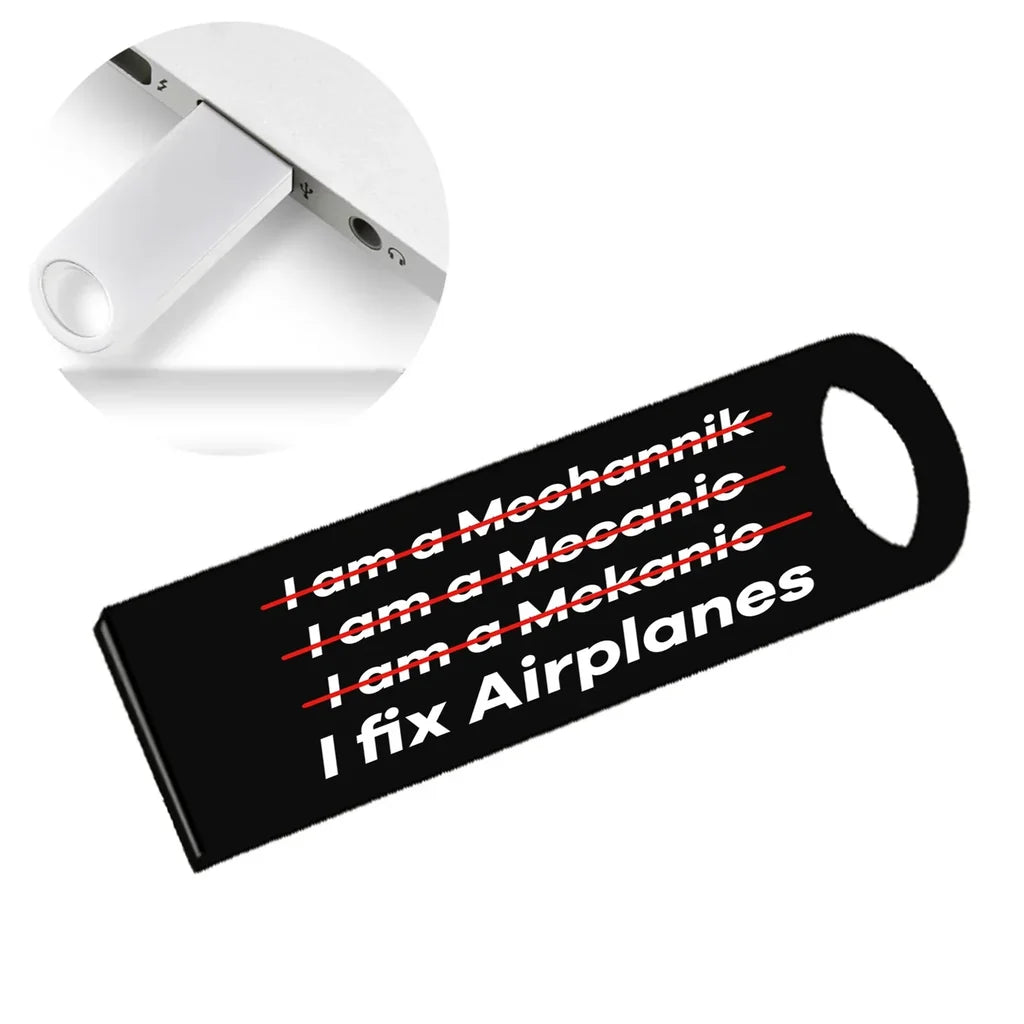I Fix Airplanes aviation design on durable waterproof casing waterproof USB device.