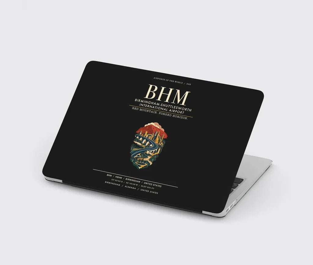 Birmingham-Shuttlesworth International Airport (BHM) design on black MacBook case
