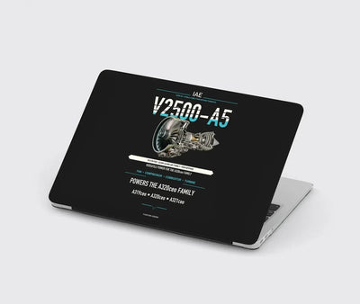 V2500-A5 design on black MacBook case