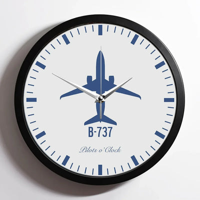 Boeing 737 aviation design on premium wood and metal wall clock.