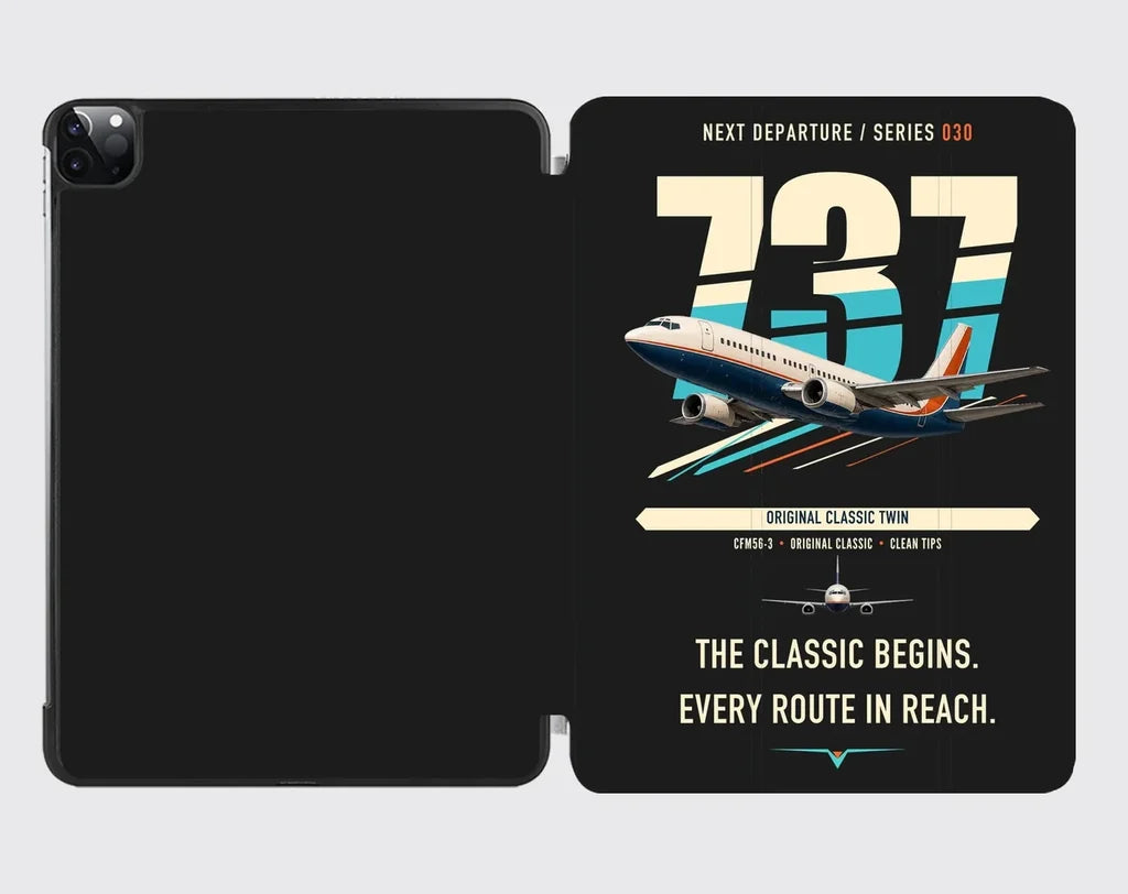 Boeing 737-300 Classic design on black ipad tablet case