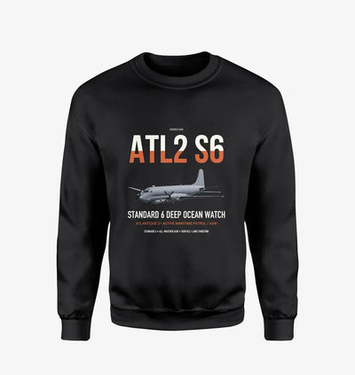Atlantique 2 Standard 6 design on black sweatshirt