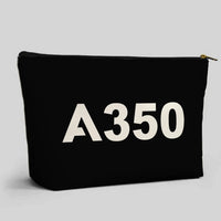 Thumbnail for Airbus A350 Flat Text aviation print zipper pouch, durable polyester.