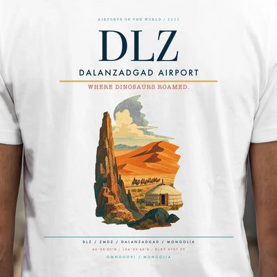 Dalanzadgad Airport (DLZ) double-side t-shirt design close-up cover