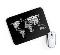 Thumbnail for World Map (Text) aviation design on neoprene with anti-slip base mouse pad.