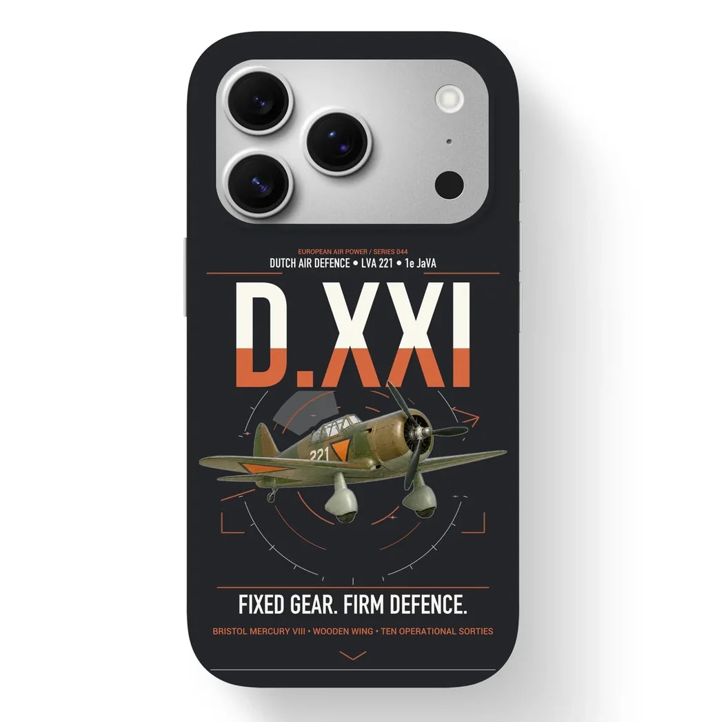 Fokker D.XXI — Dutch LVA aircraft 221 design on black magsafe iphone case, for iPhone 17 Pro