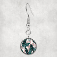 Thumbnail for Seamless Palm Leafs aviation-themed earrings, polished hypoallergenic alloy.
