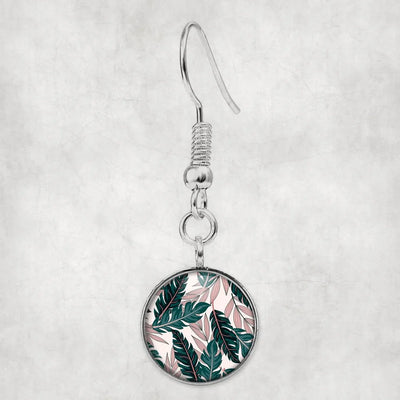 Seamless Palm Leafs aviation-themed earrings, polished hypoallergenic alloy.