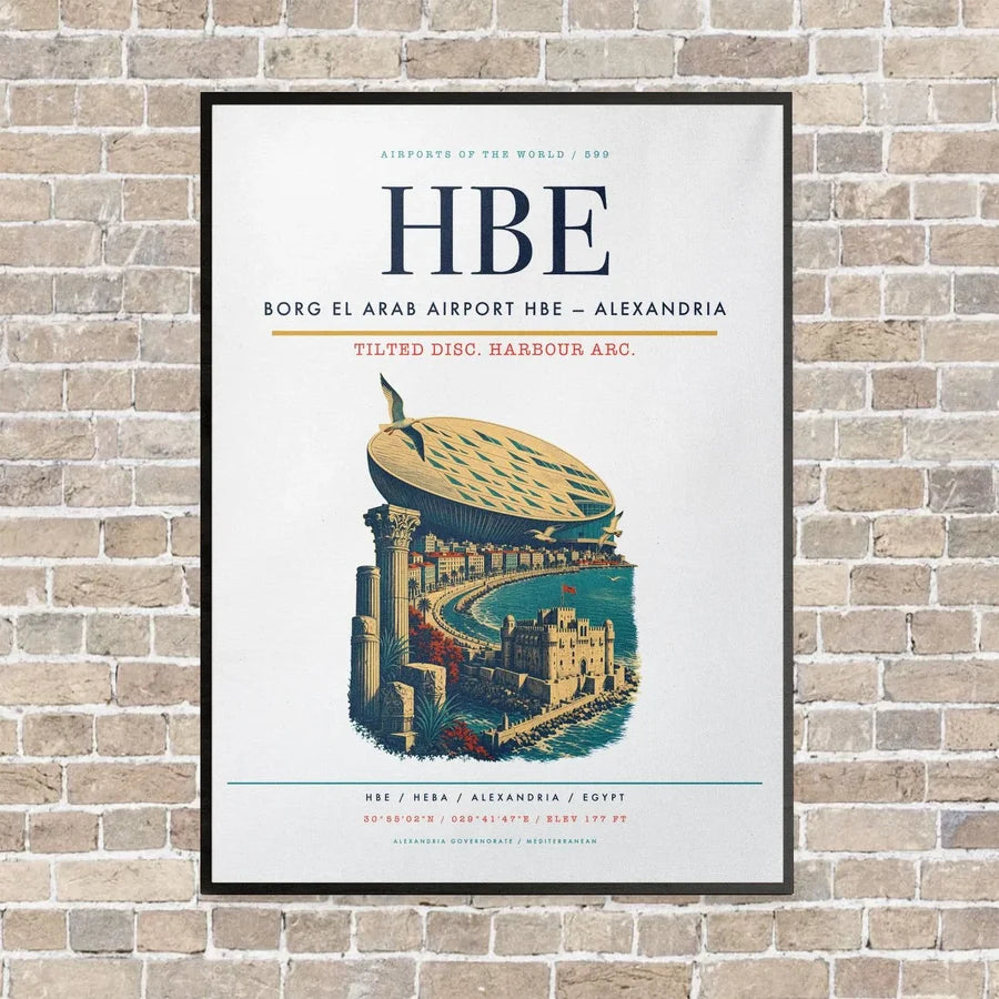 Borg El Arab Airport HBE — Alexandria vertical canvas print - framed - white background