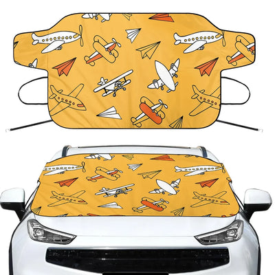 Super Drawings of Airplanes Car aviation design on car windshield cover.