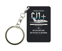 Thumbnail for Cessna Citation CJ1+ design on black designed key chain, double-side print