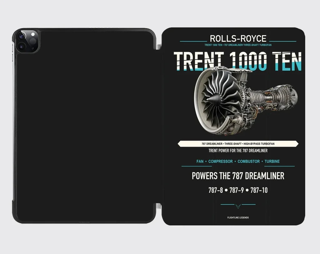 TRENT 1000 TEN design on black ipad tablet case
